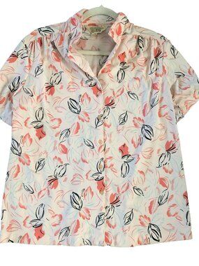 1970'S VINTAGE SEARS POLYESTER ART DECO WOMAN'S BLOUSE